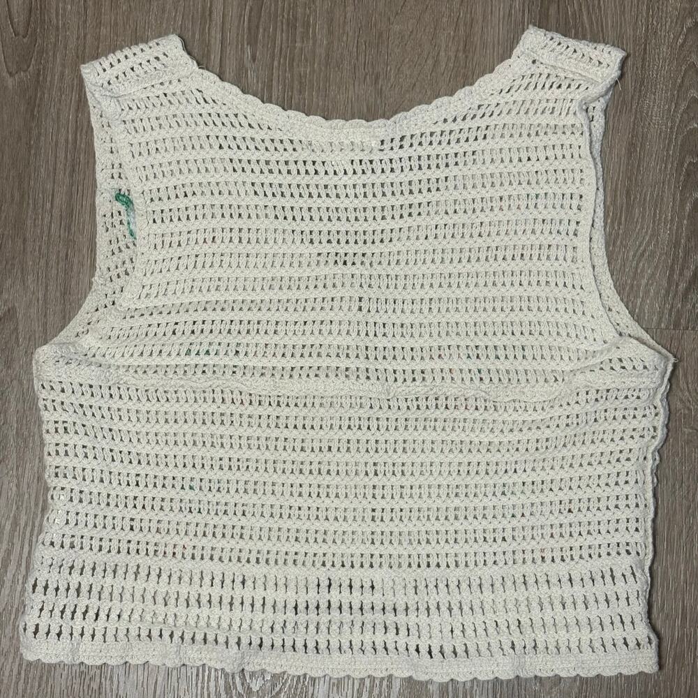 WoWo Strawberry Crochet Cardigan Vest Size Small 100% Cotton Button Front Boho - Picture 7 of 10